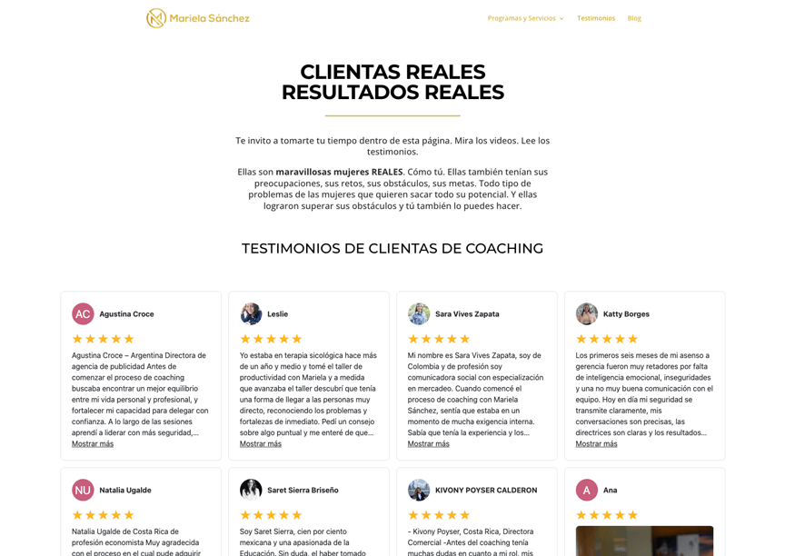 Testimonios que describen experiencias